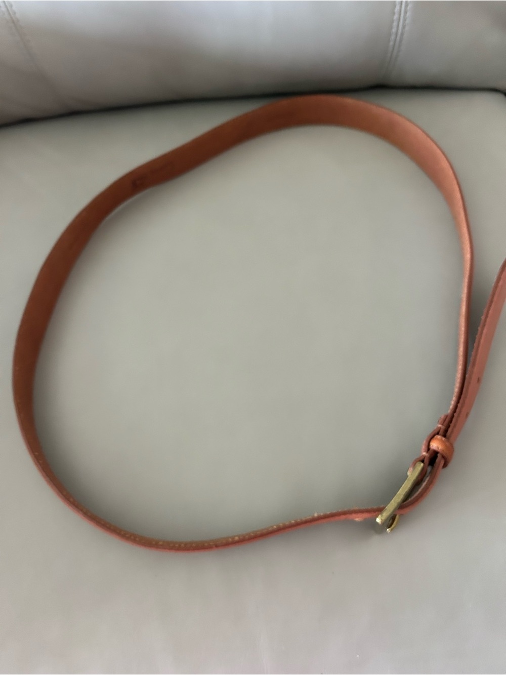 Men’s Chaps Slim Tan Leather Belt with Gold-Tone Buckle size 46